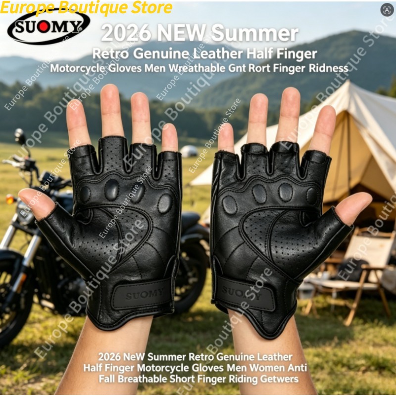 Motorcycle Gear Gloves - قفازات دراجات نارية ريترو نصف الأصابع