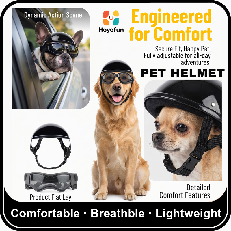 Motorcycle Gear For Dogs - طقم خوذة ونظارات واقية للكلاب للدراجات