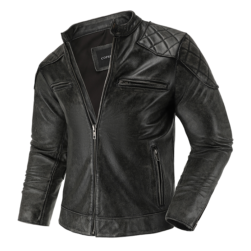Motorcycle Gear For Men - سترة جلدية الرجعية للرجال ، بدلة