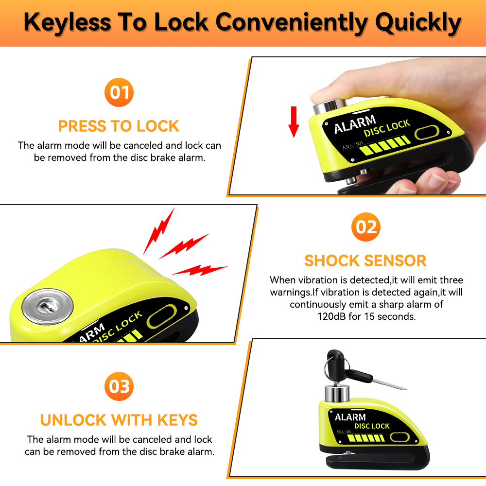 جديد دراجة نارية إنذار مكبح قر - مراجعة Disc Lock Brake وسعره
