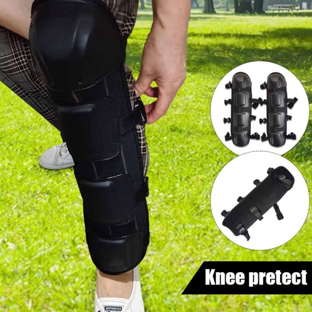 قطعتان من واقيات الساق السوداء - مراجعة Motorcycle Gear Protection وسعره
