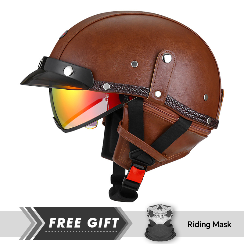 الكبار الرجعية نصف الوجه خوذة  - مراجعة Motorcycle Gear In Store وسعره